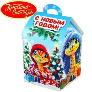 Сладкий подарок на Новый Год в картонной упаковке весом 600 грамм по цене 654 руб в Рязани